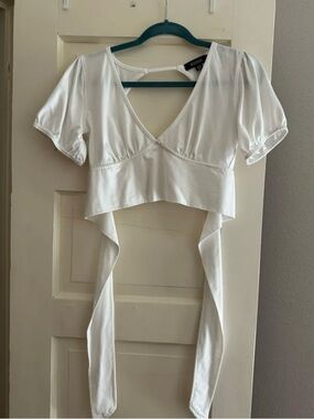 Missguided White Wrap-Front Crop Top